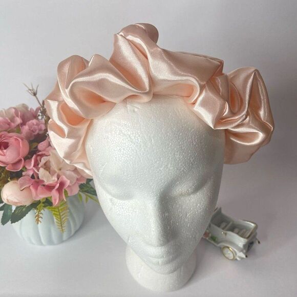 Satin Headband wrap scrunched Women Champagne color - Picture 6 of 8